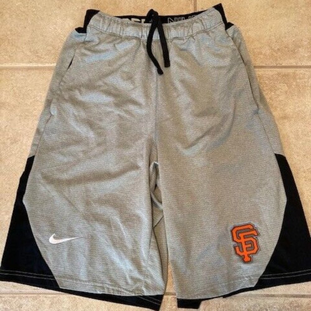 San Francisco Giants Shorts Child Small Gray Black Nike Dri Fit MLB Baseball Gym